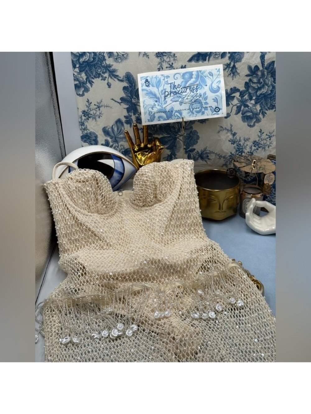 🆕 PATBO 🧿 NWOT Crochet Bloom Beaded Tiered Maxi Dress, Off White - Sz 12 BR44 - Picture 13 of 16
